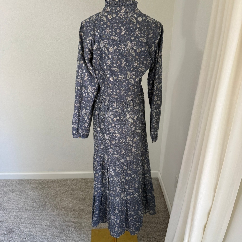 Louis Louise Paris Blue Floral Paisley Maxi‎ Dress Medium French Prairie Peasant - Picture 7 of 11